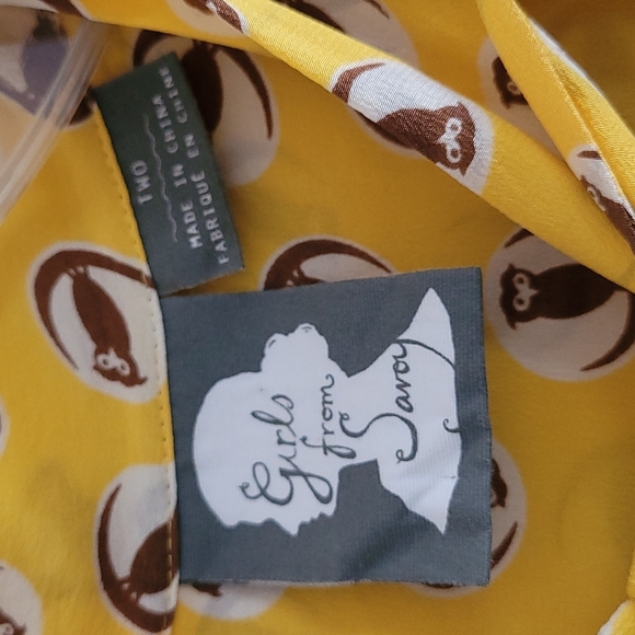 Pelpum Silk Yellow Necktie Blouse with Puff Sleeves - Picture 6 of 8